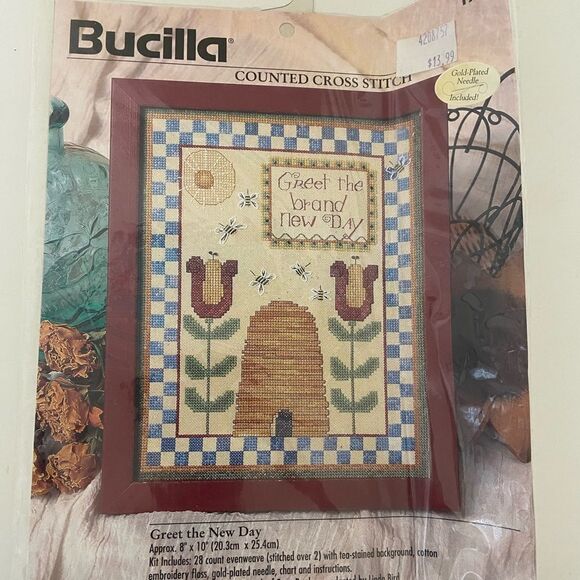 Bucilla Counted Cross Stitch Kit Greet the New Day 1710 Vintage 1997 NEW - Picture 1 of 4